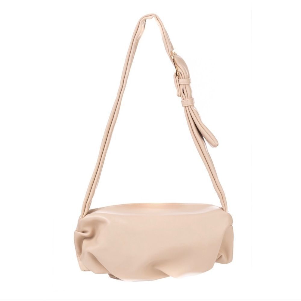 Vegan Leather Upside Down Shoulder Bag, Ivory